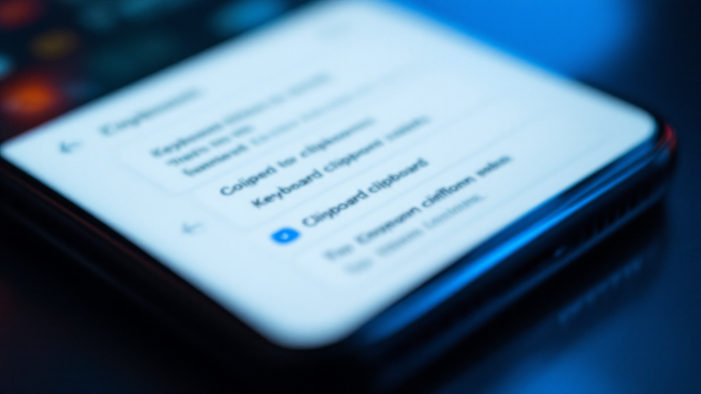 Smartphone Android affichant le presse-papier du clavier avec un texte copié